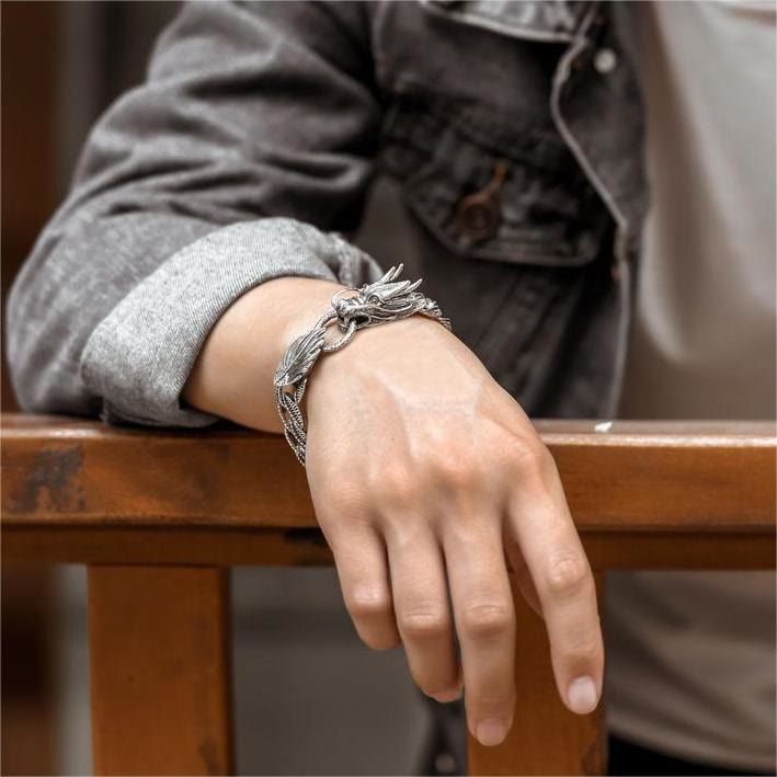 WorldNorse Drachenkopf und -schwanz ineinander verschlungenes Armband