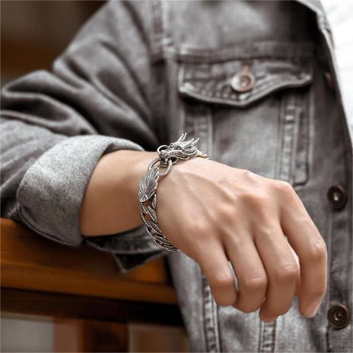 WorldNorse Drachenkopf und -schwanz ineinander verschlungenes Armband