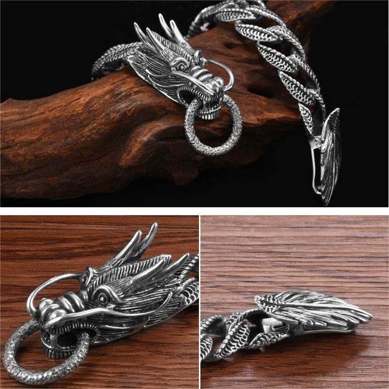 WorldNorse Drachenkopf und -schwanz ineinander verschlungenes Armband