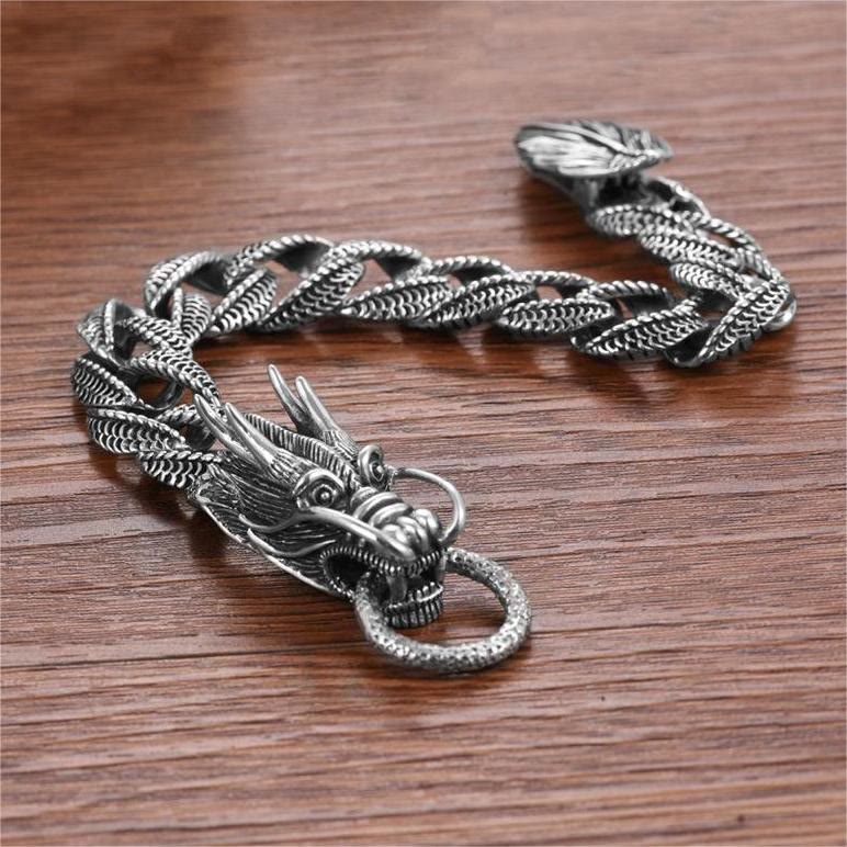 WorldNorse Drachenkopf und -schwanz ineinander verschlungenes Armband