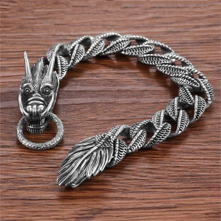 WorldNorse Drachenkopf und -schwanz ineinander verschlungenes Armband
