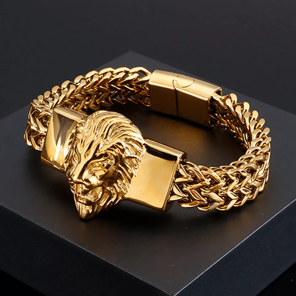 WorldNorse Löwenkopf-Armband aus Edelstahl 316L