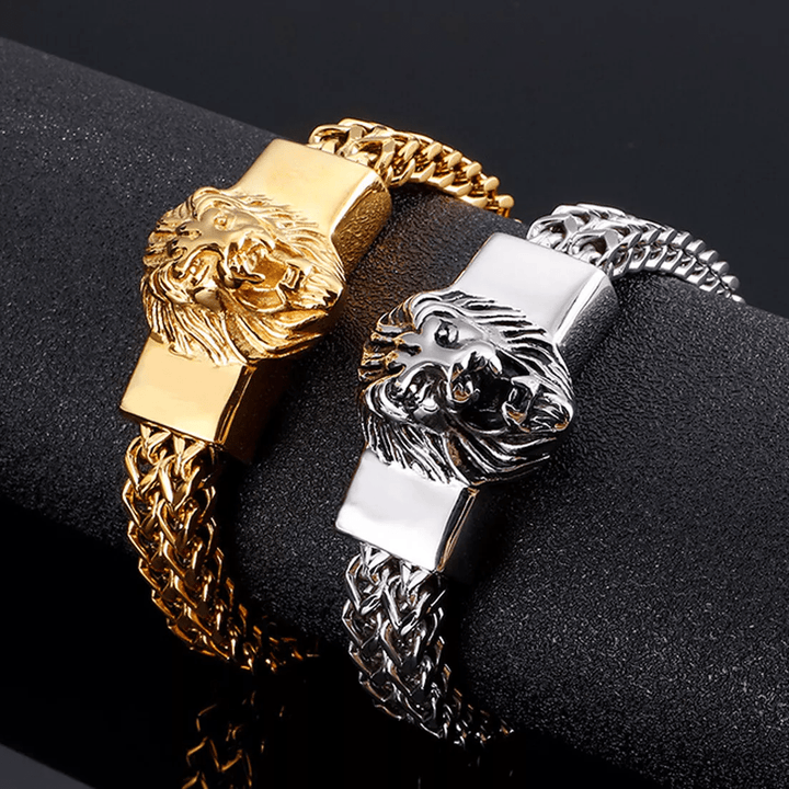 WorldNorse Löwenkopf-Armband aus Edelstahl 316L