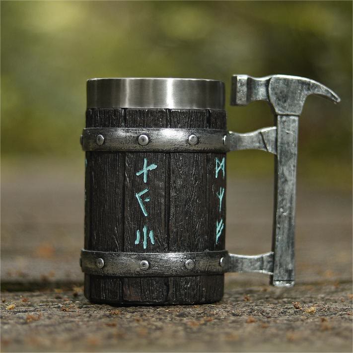 WorldNorse Nordic Viking Rune Hammer Tasse