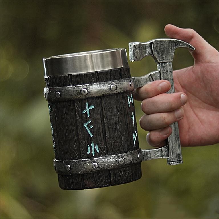 WorldNorse Nordic Viking Rune Hammer Tasse