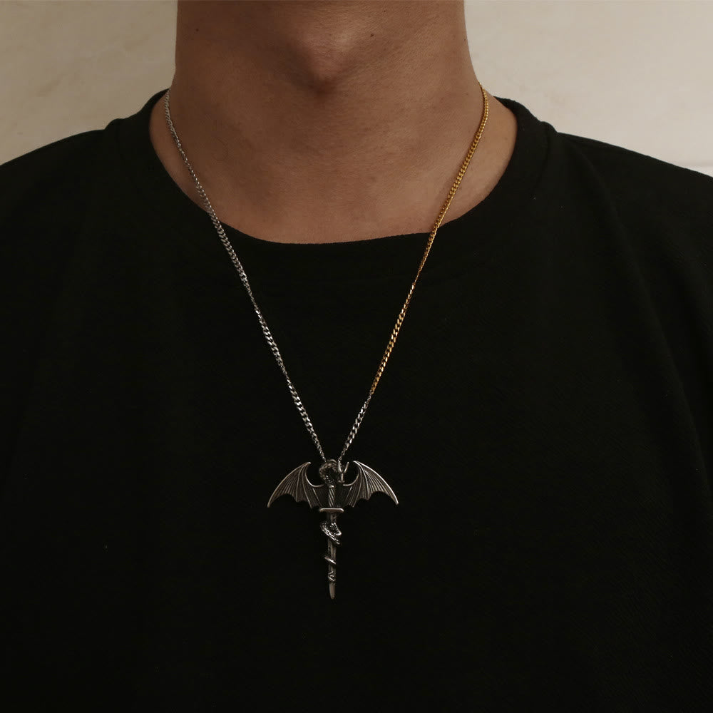 WorldNorse Pterosaurier Schwert fliegender Drache Halskette