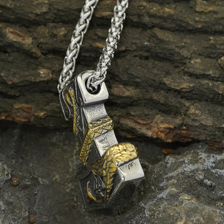 WorldNorse Nordischer Drache Bite Valknut Halskette