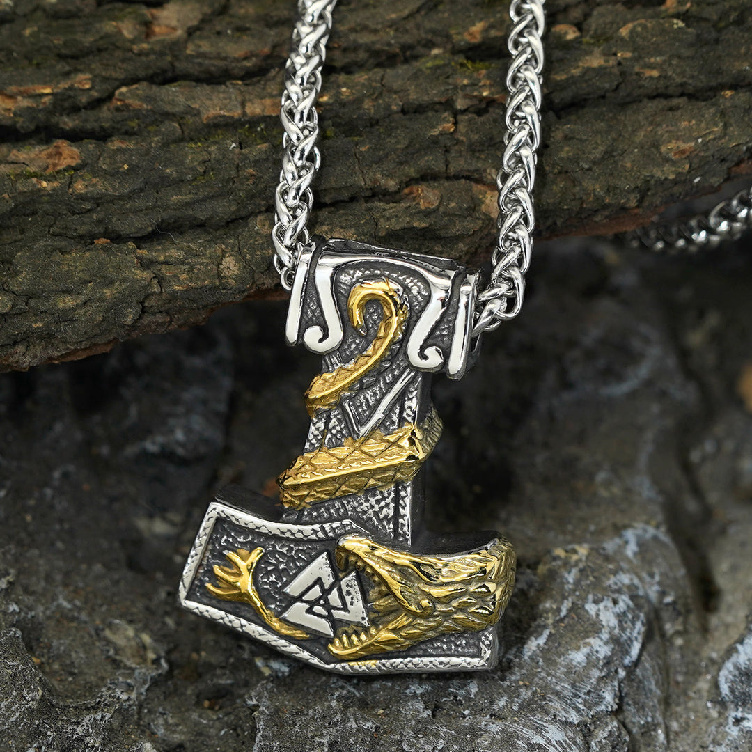 WorldNorse Nordischer Drache Bite Valknut Halskette