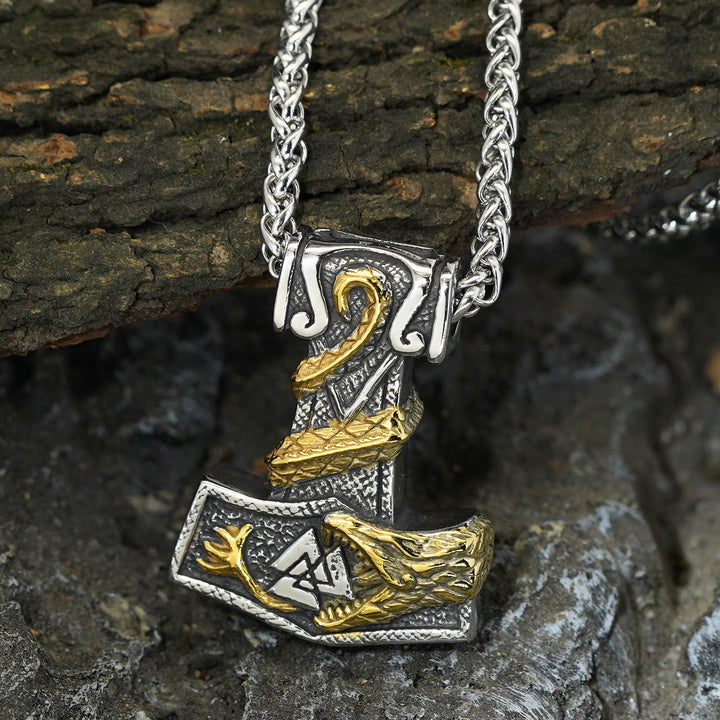 WorldNorse Nordischer Drache Bite Valknut Halskette