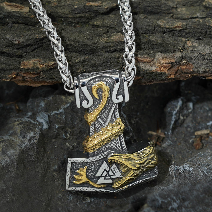 WorldNorse Nordischer Drache Bite Valknut Halskette