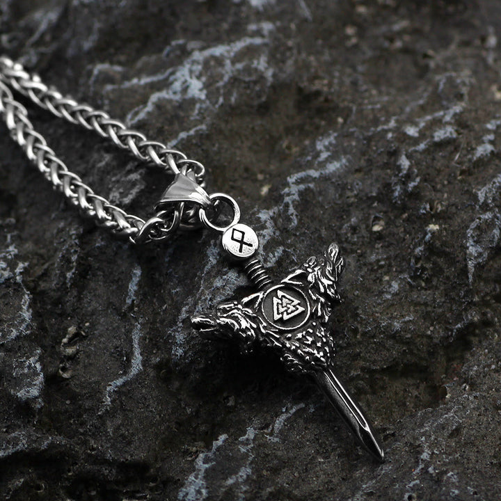 WorldNorse Wolf Valknut Schwert Halskette