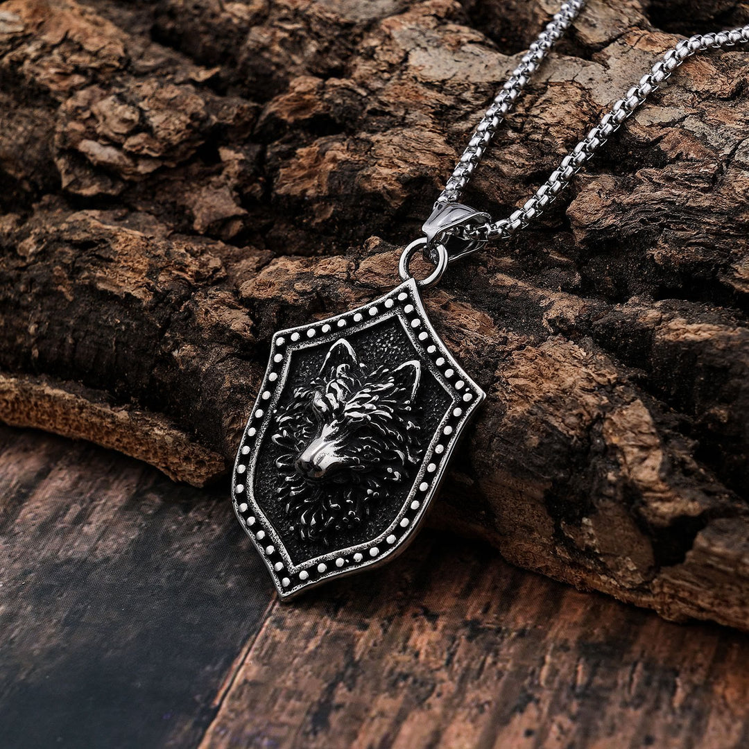WorldNordische Wolf -Schild-Halskette