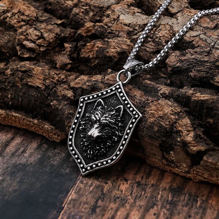 WorldNordische Wolf -Schild-Halskette