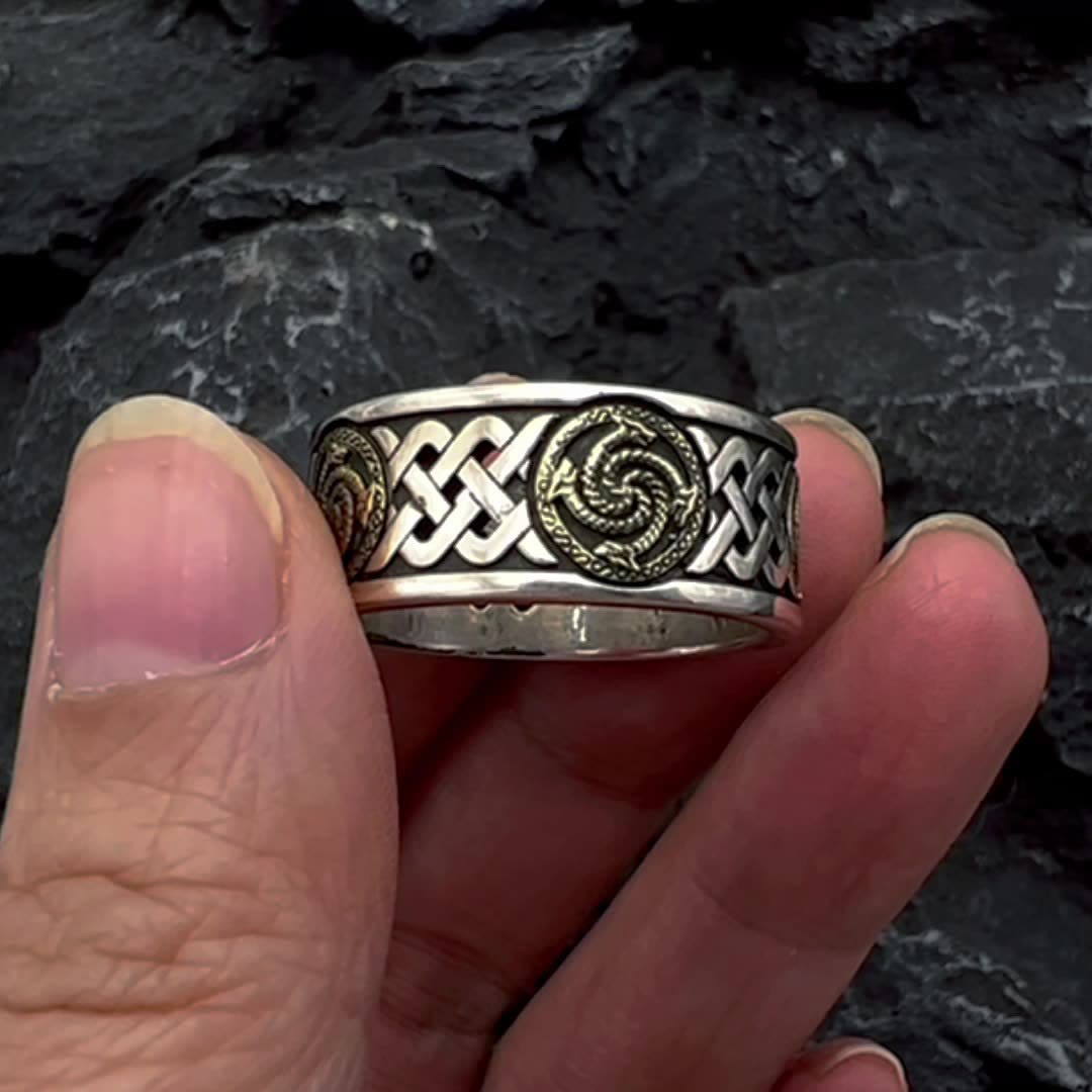 WorldNorse Keltischer Knoten Drachen Totem Ring