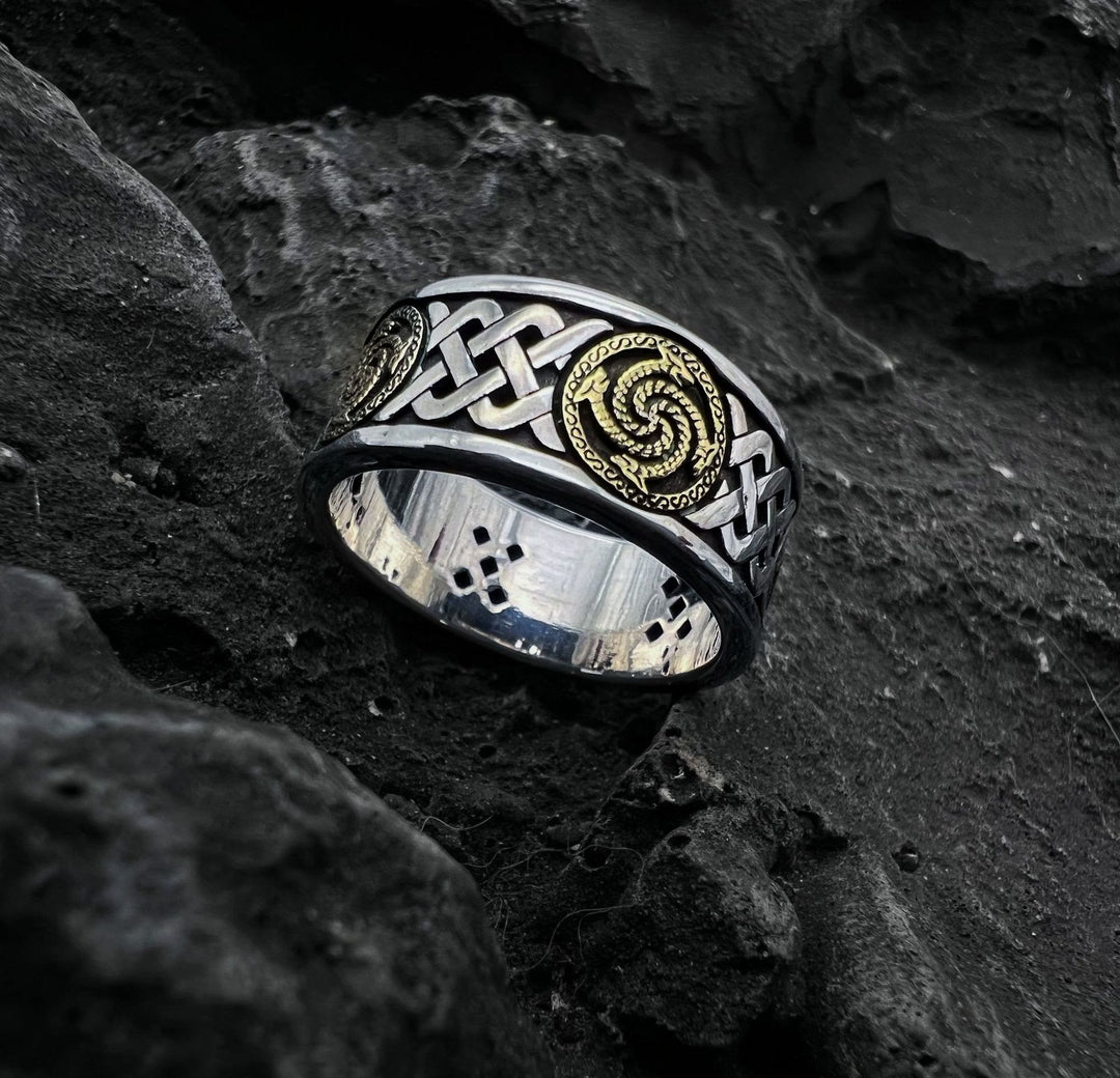 WorldNorse Keltischer Knoten Drachen Totem Ring
