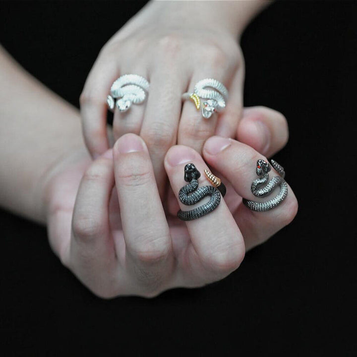 WorldNorse Vintage Klapperschlange verstellbarer Ring