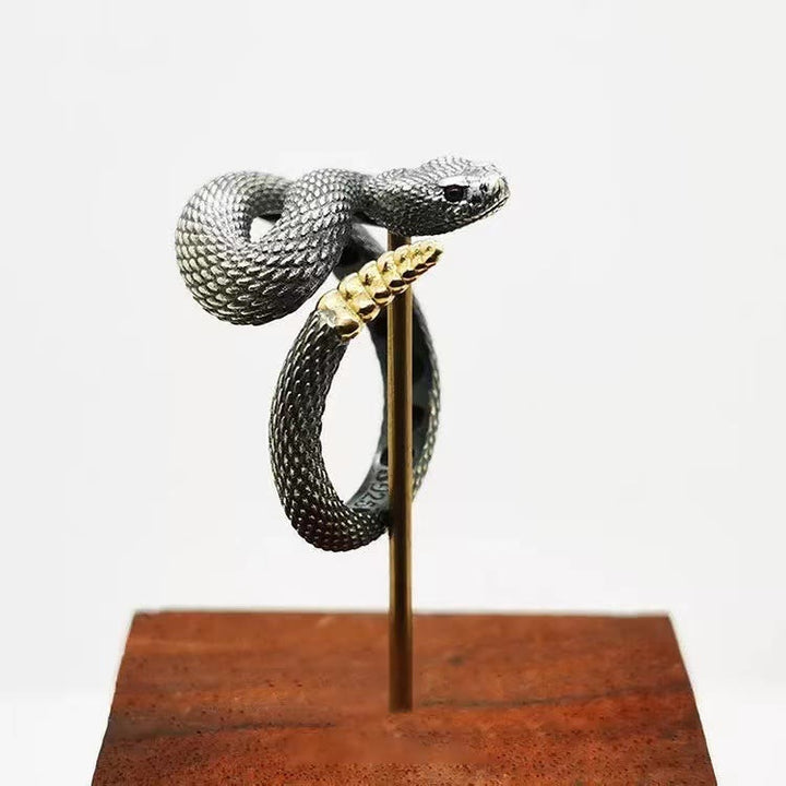 WorldNorse Vintage Klapperschlange verstellbarer Ring