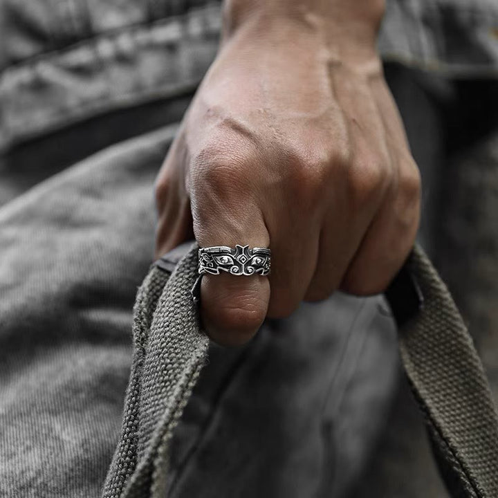 WorldNorse Herren Vintage Gefräßiger göttlicher Tierring