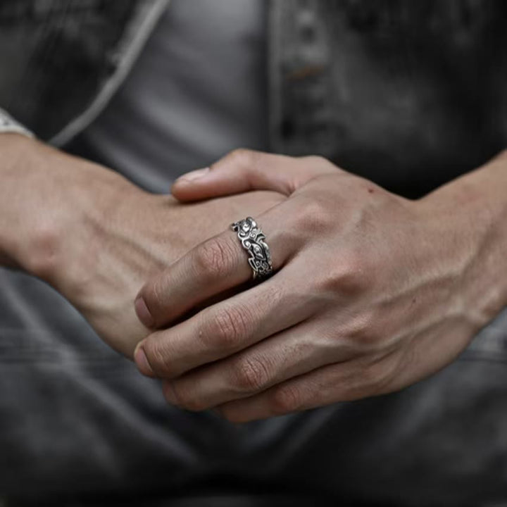 WorldNorse Herren Vintage Gefräßiger göttlicher Tierring
