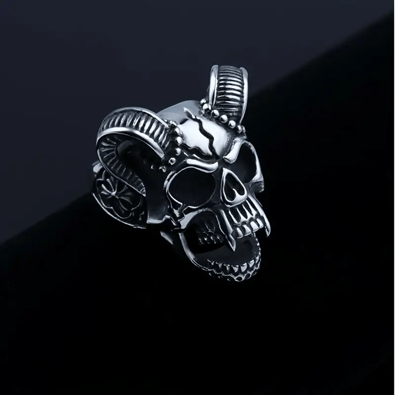 WorldNorse Occult Ziegenhorn Vampir Totenkopf Ring