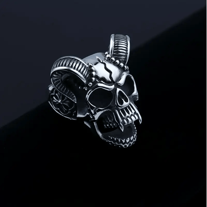 WorldNorse Occult Ziegenhorn Vampir Totenkopf Ring