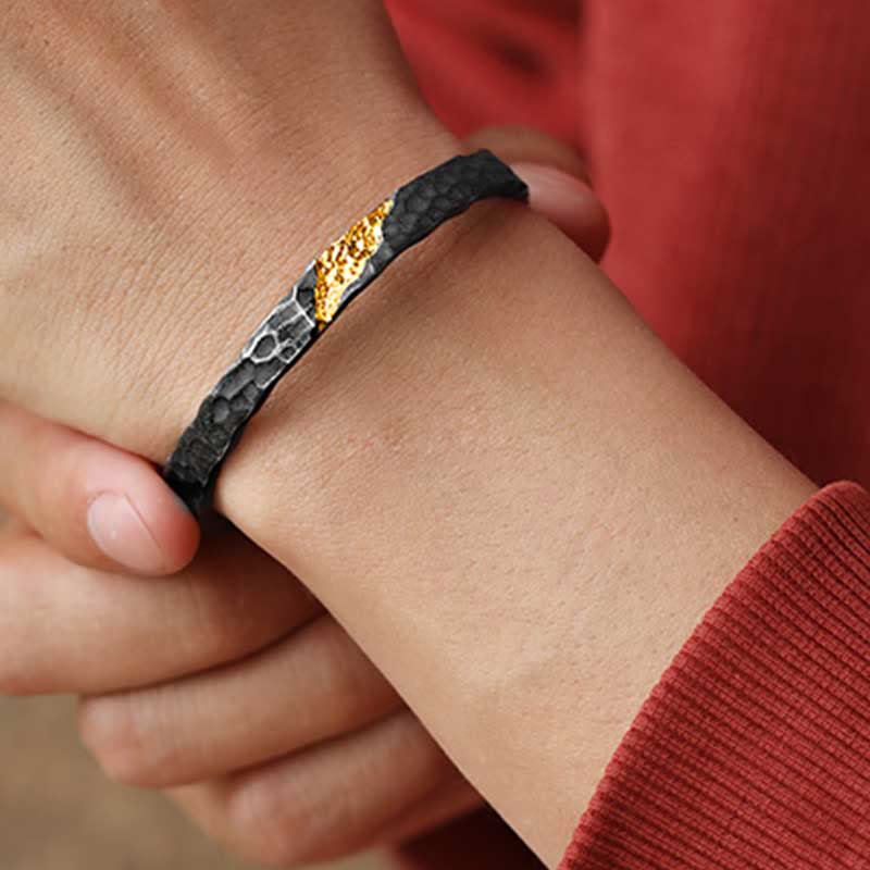 WorldNorse Handgefertigtes 999 Silber Mondlicht-Berg-Armband - image 1