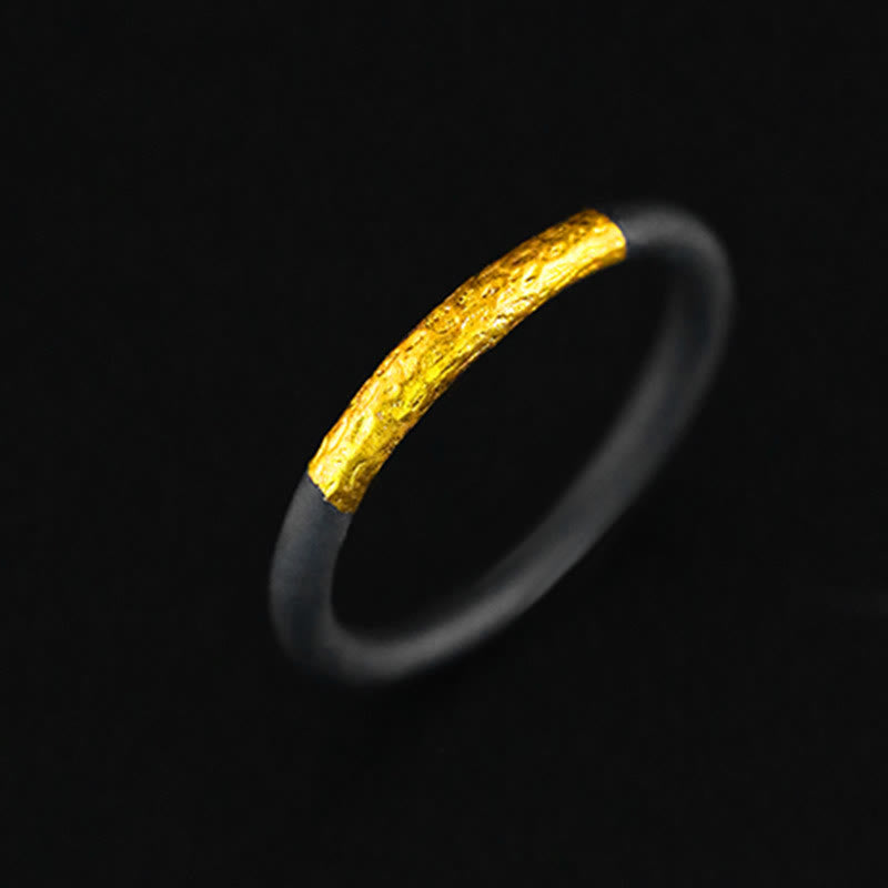 WorldNorse Handgefertigtes 999 Silber Wahres Selbst Ring - Schwarz&Gold - 65mm - image 1