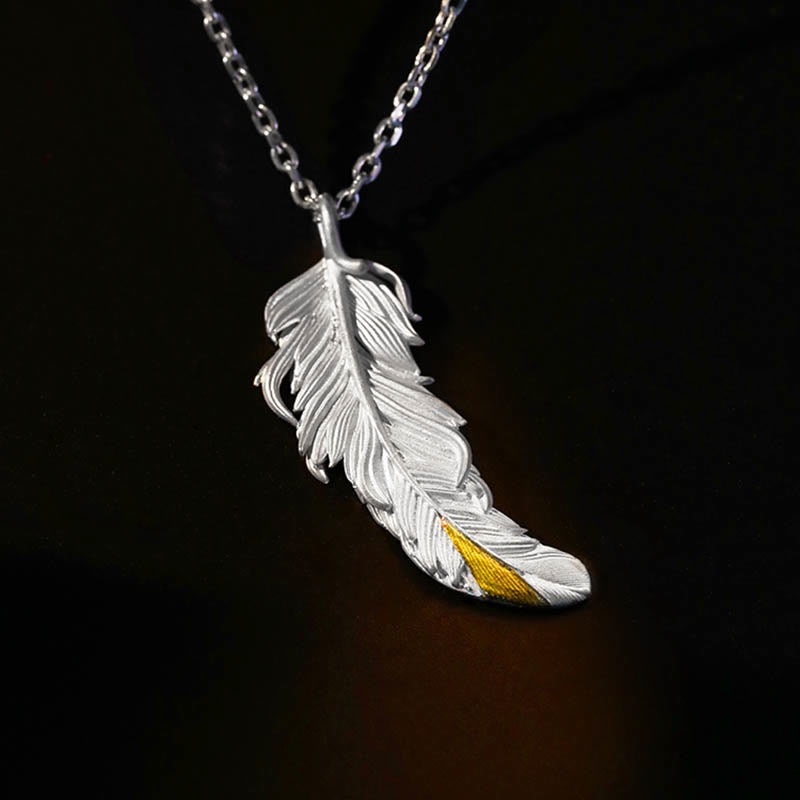 WorldNorse 999 Sterling Silber Feder Halskette