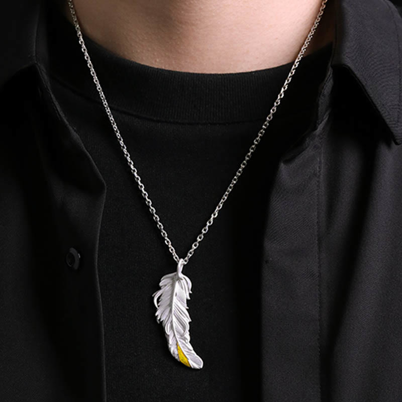 WorldNorse 999 Sterling Silber Feder Halskette