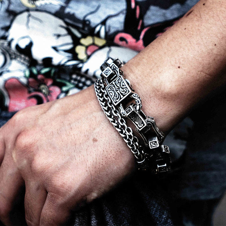 WorldNorse Nordisches Wikinger-Armband aus Stahl