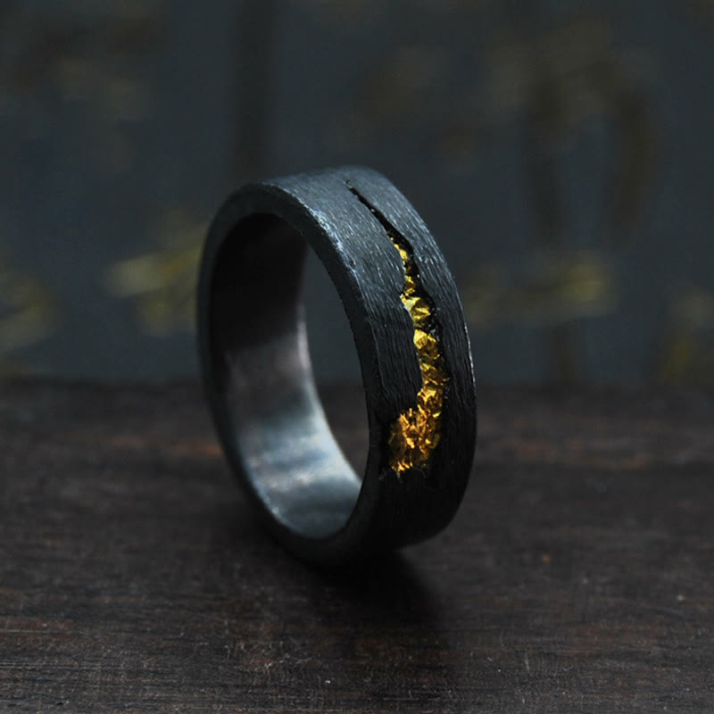WorldNorse Flowing Fire Schwarzgoldring - Einstellbar - image 0