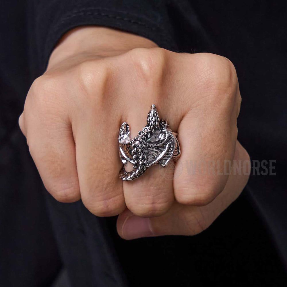 WorldNordischer Drache, offener gotischer Ring - image 1