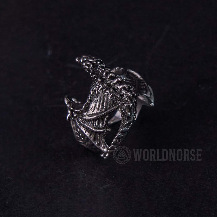 WorldNordischer Drache, offener gotischer Ring - image 4