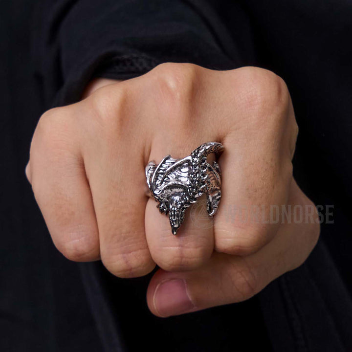 WorldNordischer Drache, offener gotischer Ring - image 2