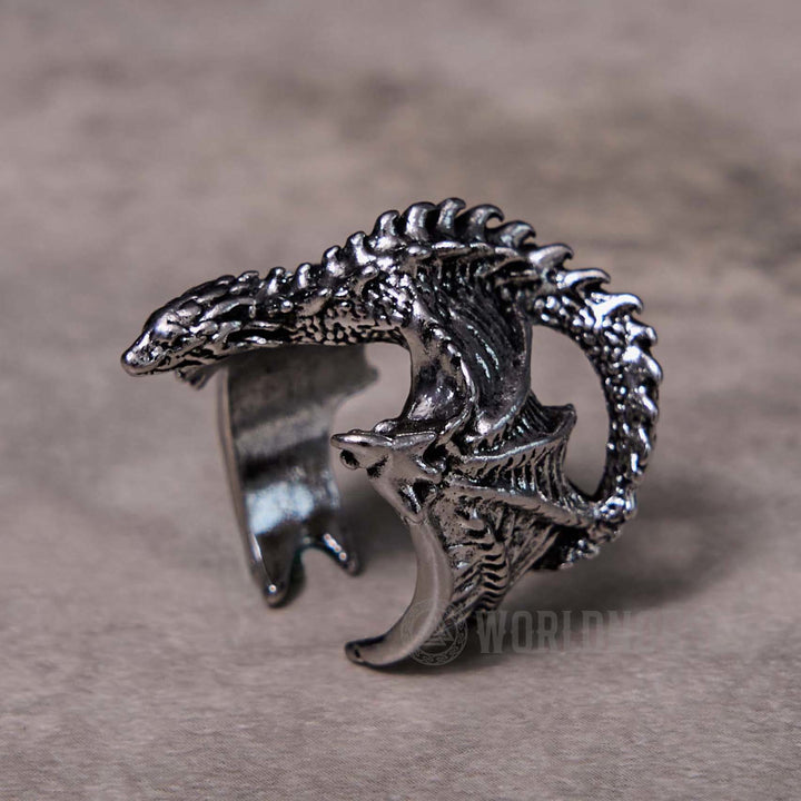WorldNordischer Drache, offener gotischer Ring - image 3