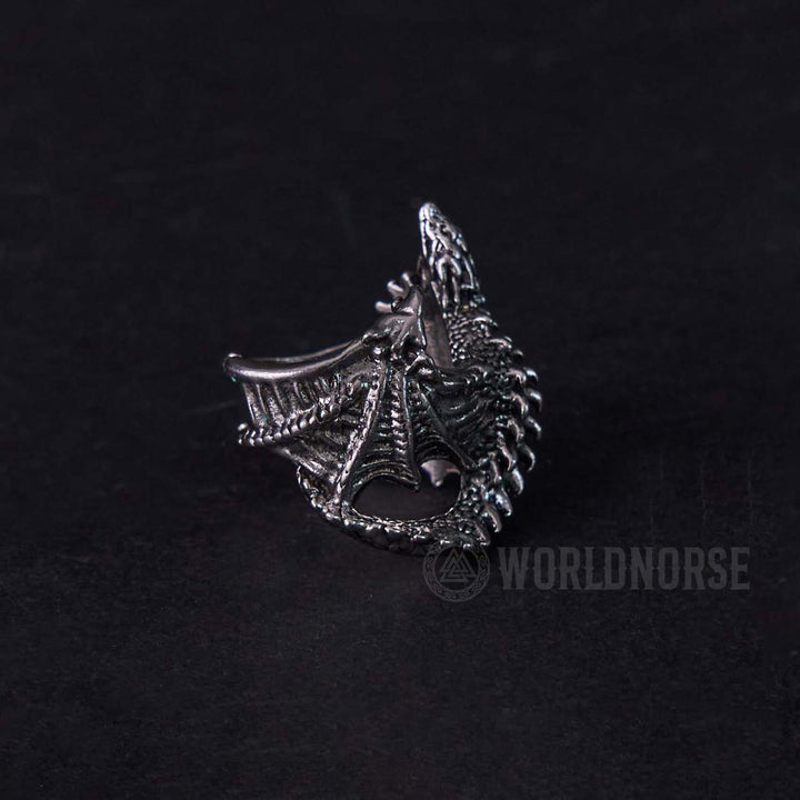 WorldNordischer Drache, offener gotischer Ring - image 6