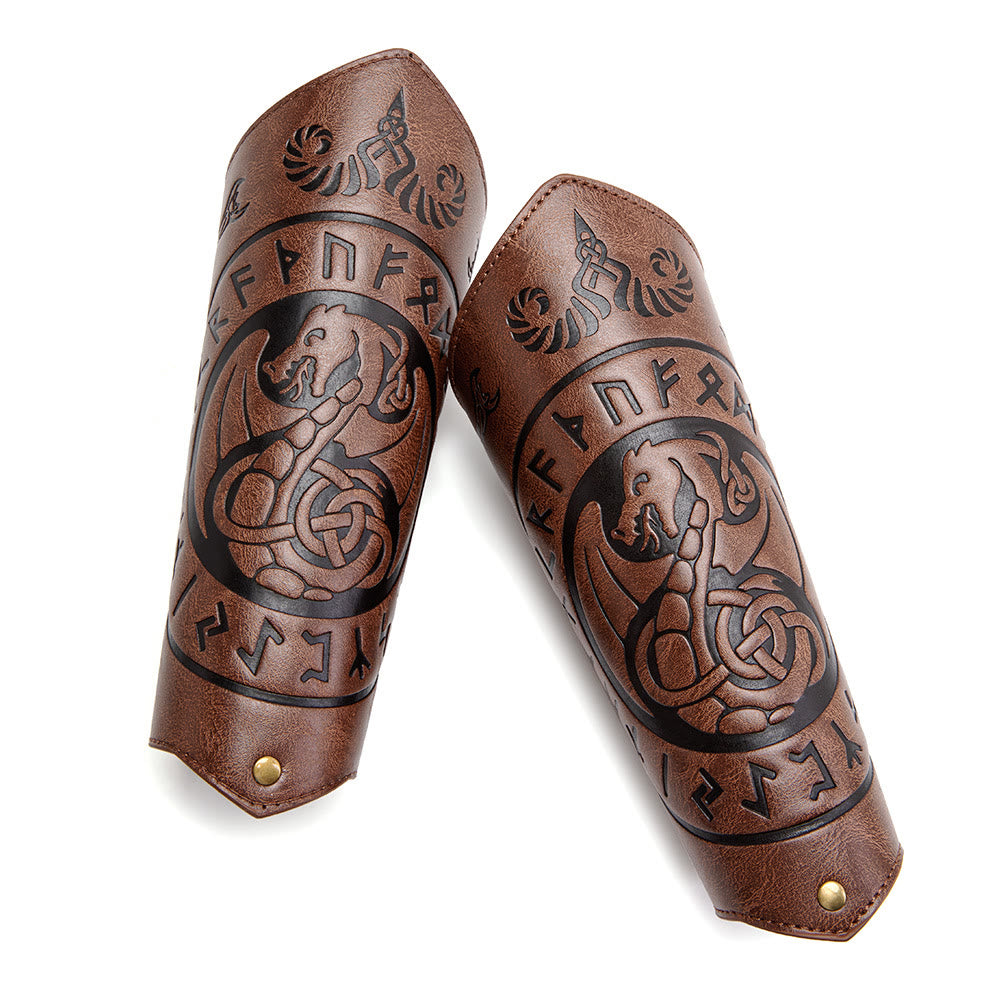 WorldNorse Dragon mit Rune Eco Leder Armschienen