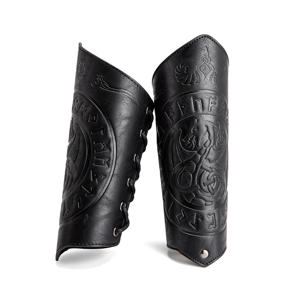 WorldNorse Dragon mit Rune Eco Leder Armschienen