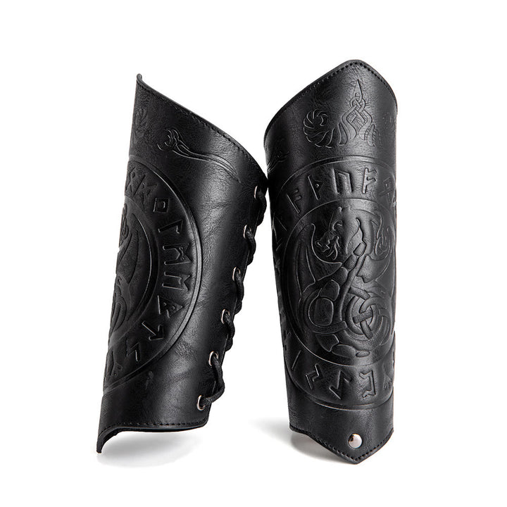 WorldNorse Dragon mit Rune Eco Leder Armschienen