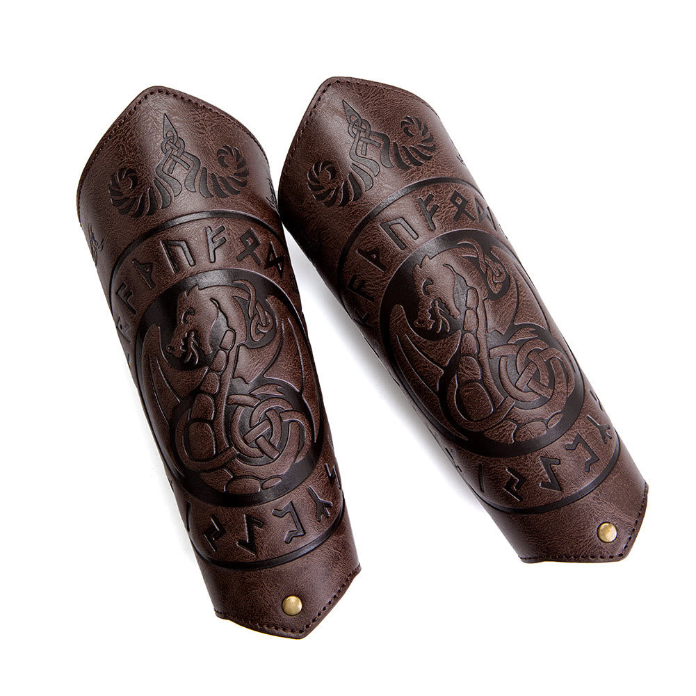 WorldNorse Dragon mit Rune Eco Leder Armschienen