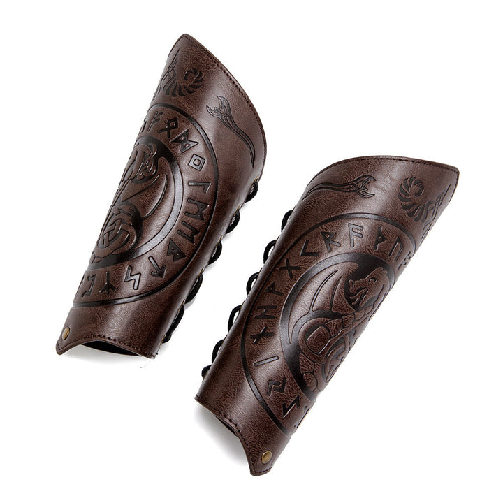 WorldNorse Dragon mit Rune Eco Leder Armschienen