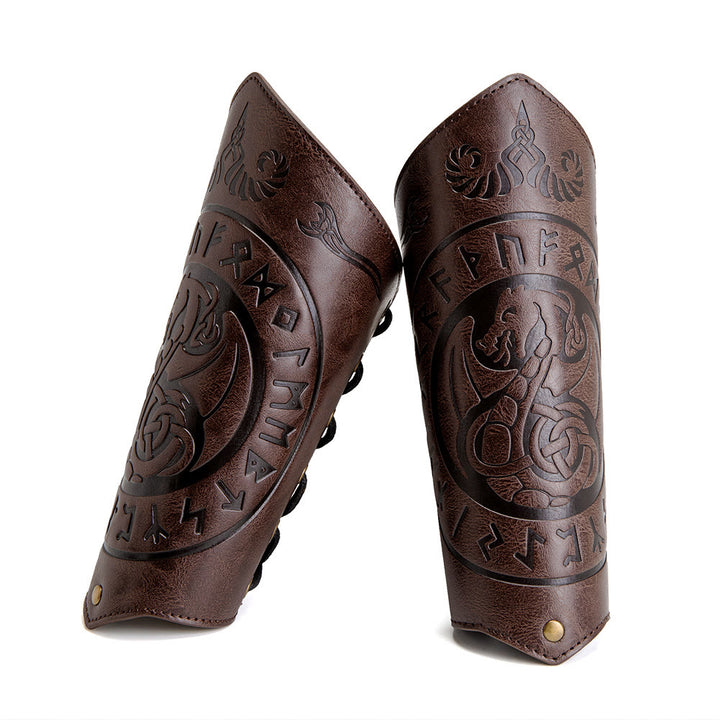 WorldNorse Dragon mit Rune Eco Leder Armschienen