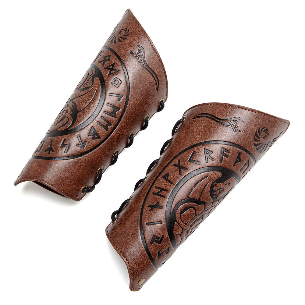 WorldNorse Dragon mit Rune Eco Leder Armschienen