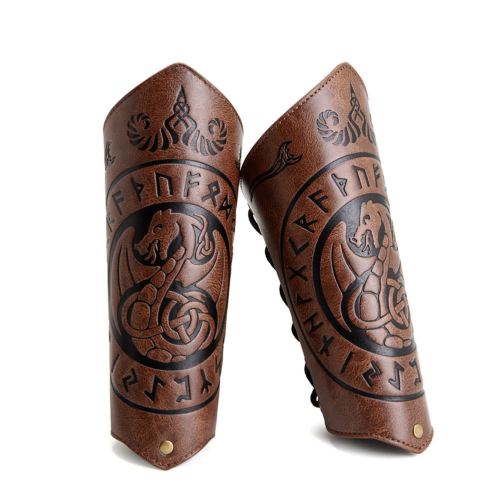 WorldNorse Dragon mit Rune Eco Leder Armschienen