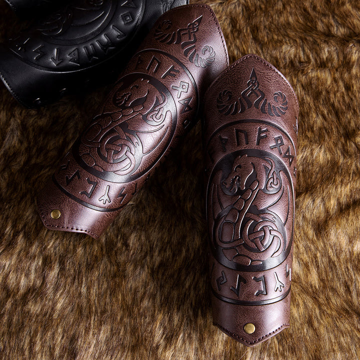 WorldNorse Dragon mit Rune Eco Leder Armschienen