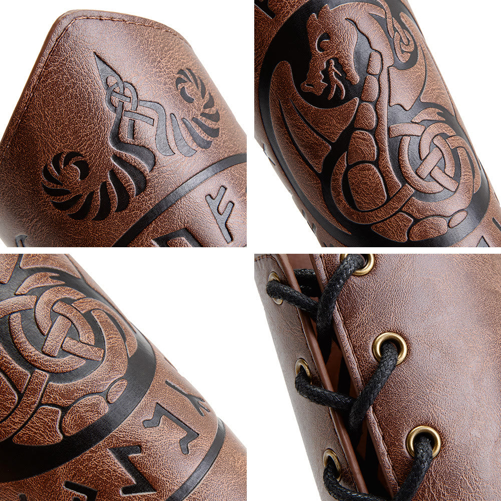 WorldNorse Dragon mit Rune Eco Leder Armschienen