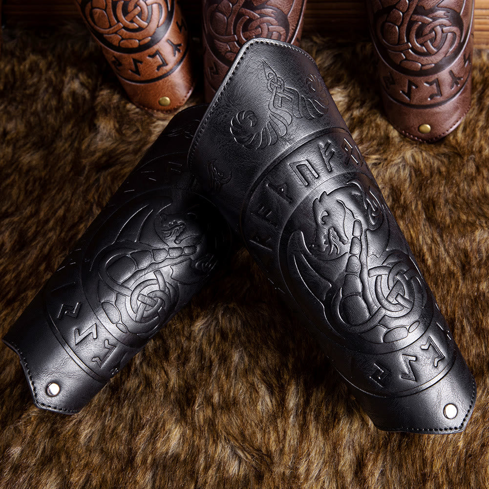WorldNorse Dragon mit Rune Eco Leder Armschienen