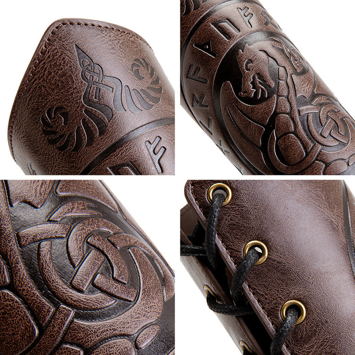 WorldNorse Dragon mit Rune Eco Leder Armschienen