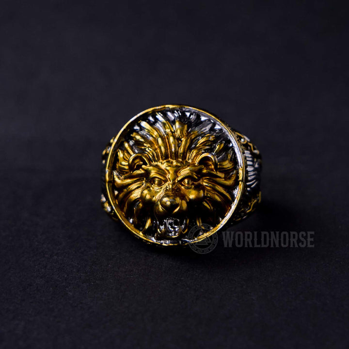 WorldNorse Gold Löwenkopf Dominant Ring