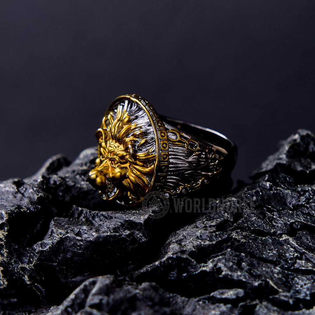 WorldNorse Gold Löwenkopf Dominant Ring